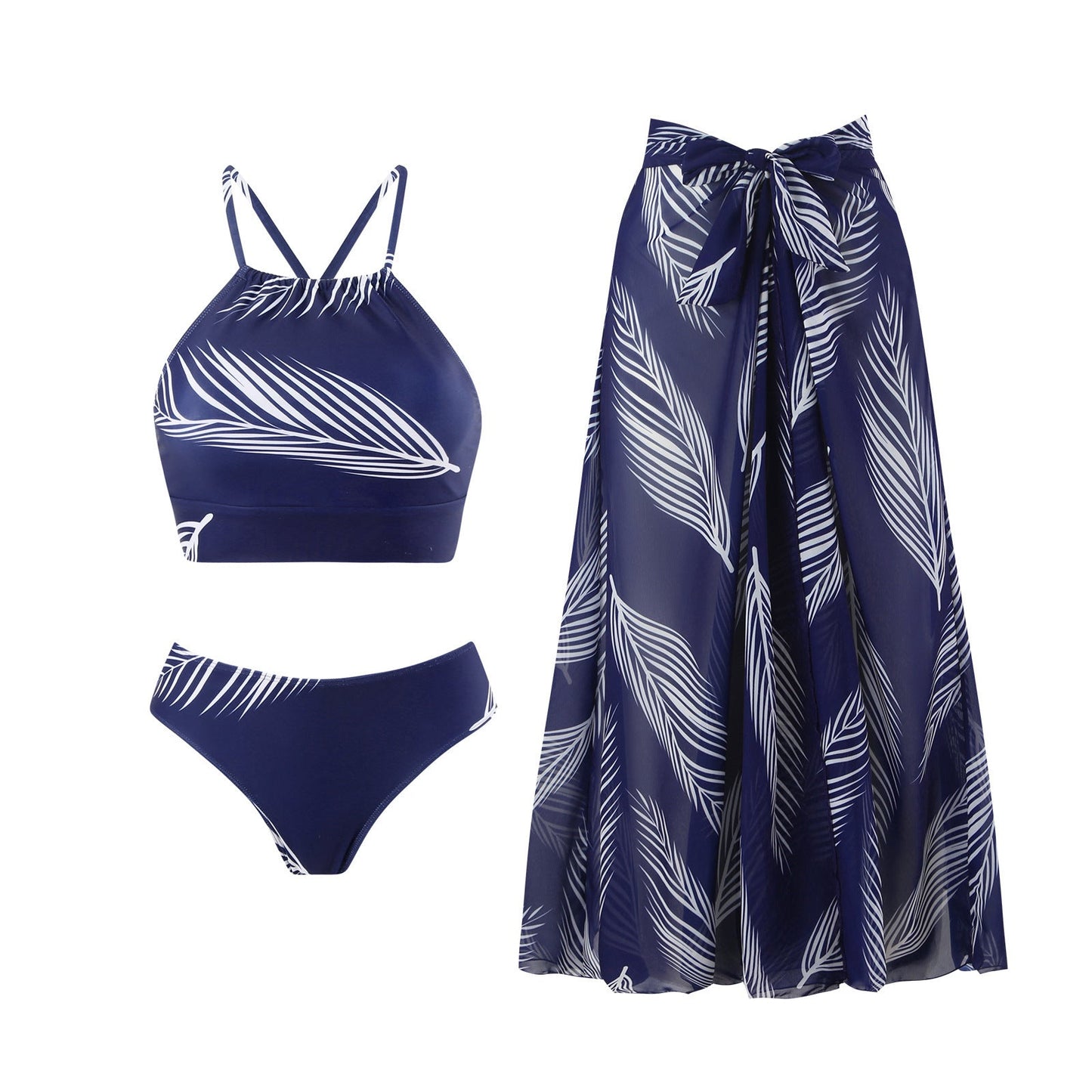 Bikini-Set mit Wickelrock und Blätter-Design von MODEGEIST