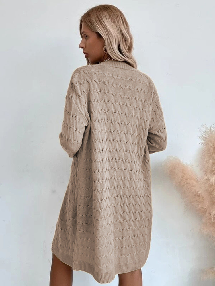 Damen Großer Strickmantel mit strukturiertem Muster und lässigem Schnitt ModeGeist