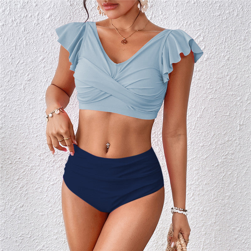 Bikini-Set für Damen mit hoher Taille und Rüschen: MODEGEIST