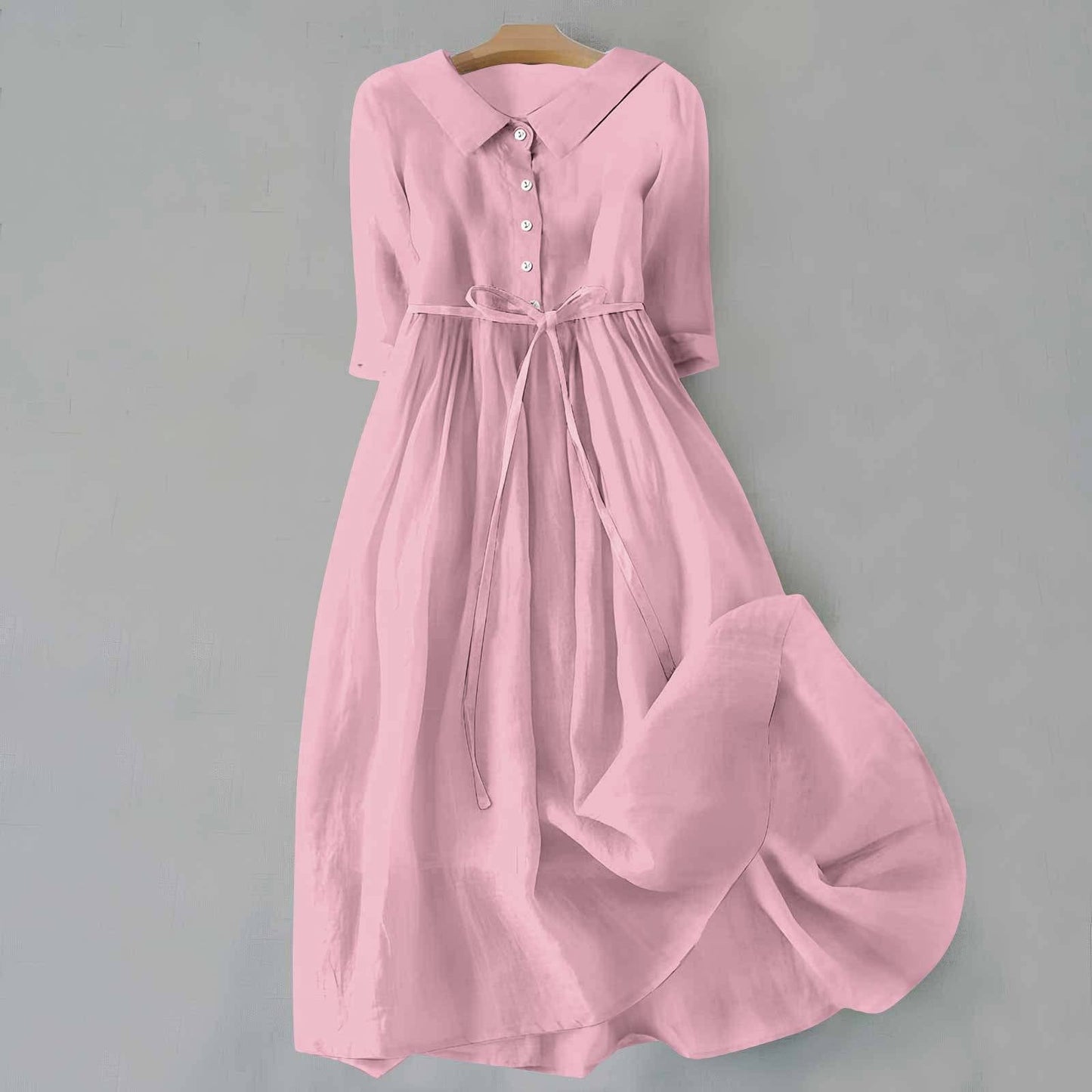 MODEGEIST Damen Casual-Kleid A-Linie Kurzarm Leichte Baumwolle Sommer