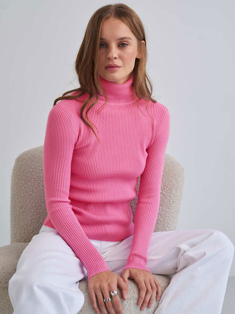 Damen Rollkragenpullover mit geripptem Design und lässigem Schnitt ModeGeist