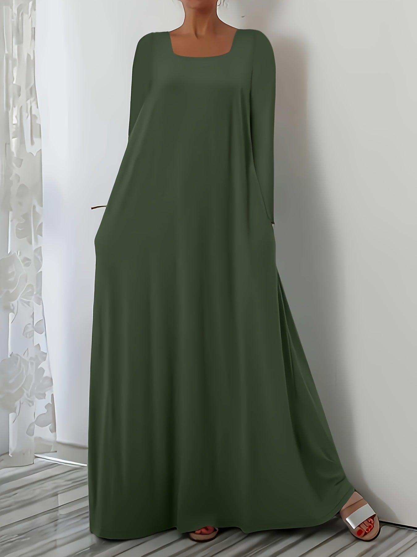 Damen Weit geschnittenes Maxikleid mit praktischen Taschen ModeGeist