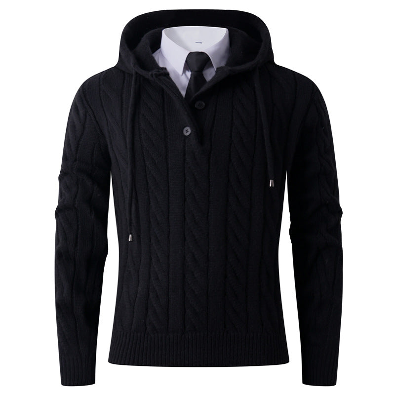 Herren Strickjacke mit Kapuze und modernem Zopfmuster ModeGeist