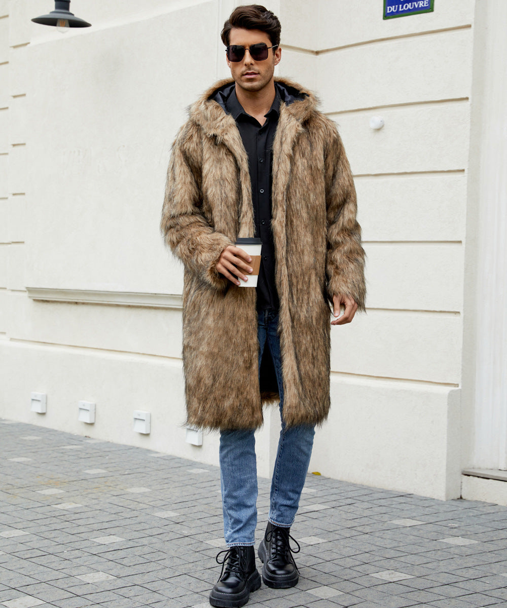 Herren Elegant gefütterter Mantel mit Kapuze ModeGeist