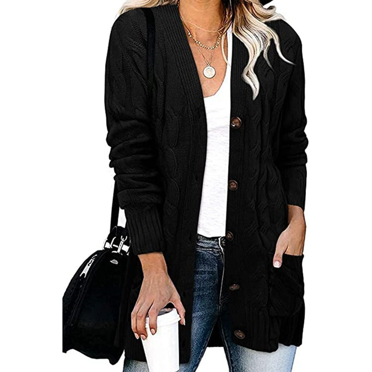 Damen Strickjacke mit Zopfdesign und praktischen Taschen ModeGeist