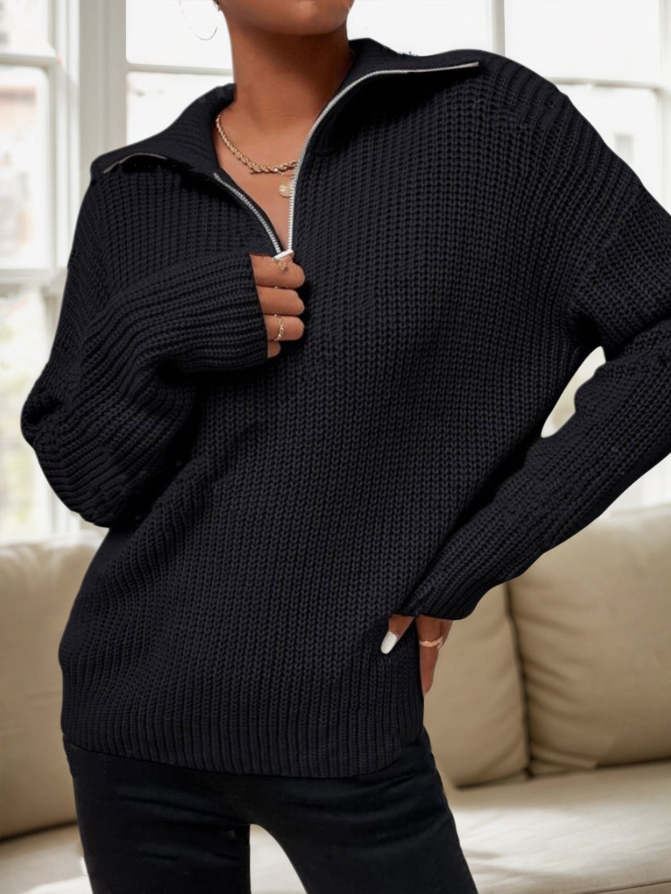 Damen lockerer Strickpullover ModeGeist