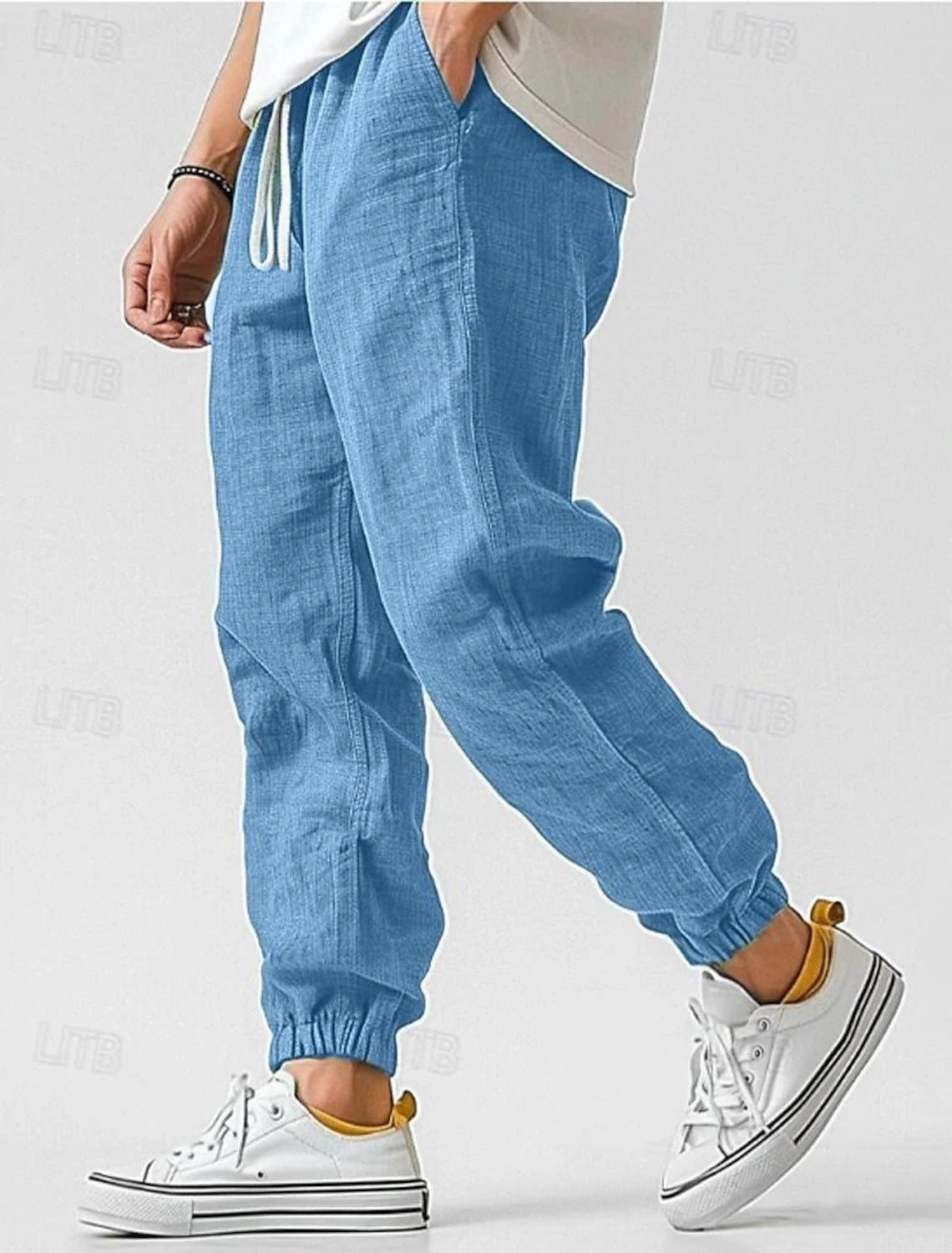 Herren Bequeme Leinenhose mit elastischem Bund und seitlichen Taschen ModeGeist
