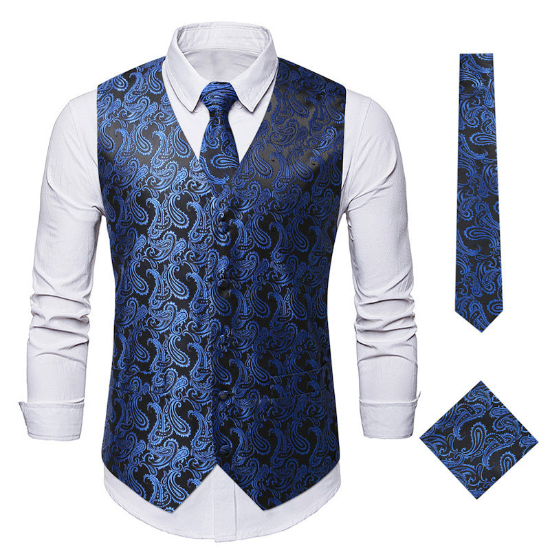Herren elegante Anzugweste mit eleganten Paisley-Muster und passendem Zubehör ModeGeist