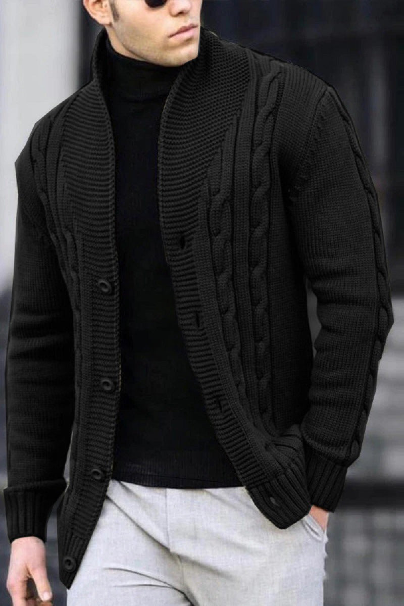 Herren Strickjacke mit robustem Zopfmuster und langlebigem Knopfverschluss ModeGeist