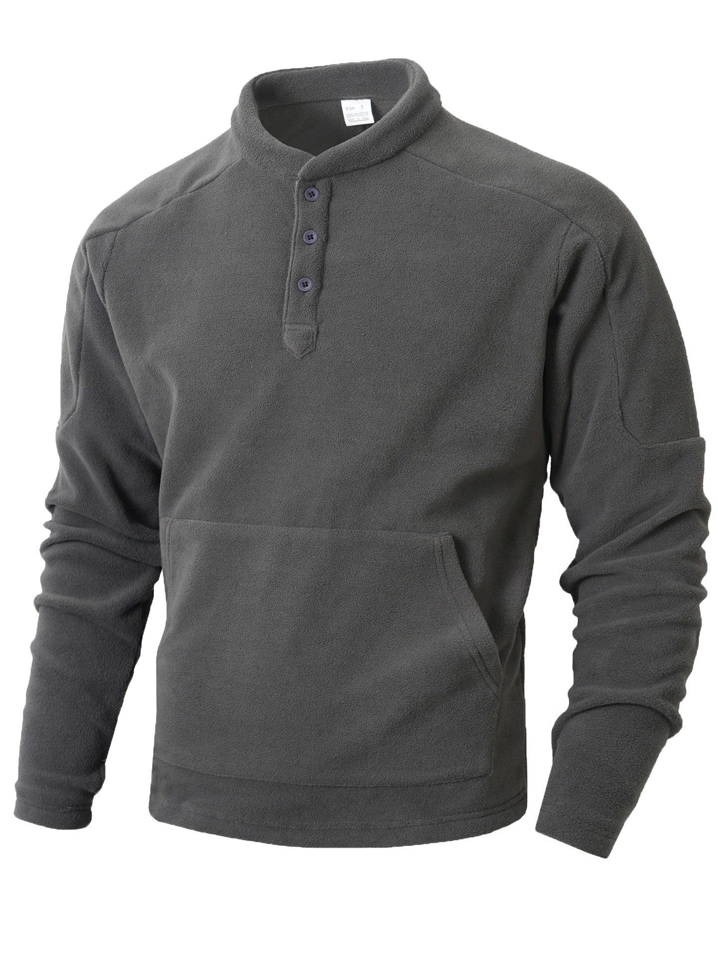 Herren Fleece-Pullover mit modischem Stehkragen und praktischen Knopfdetails ModeGeist
