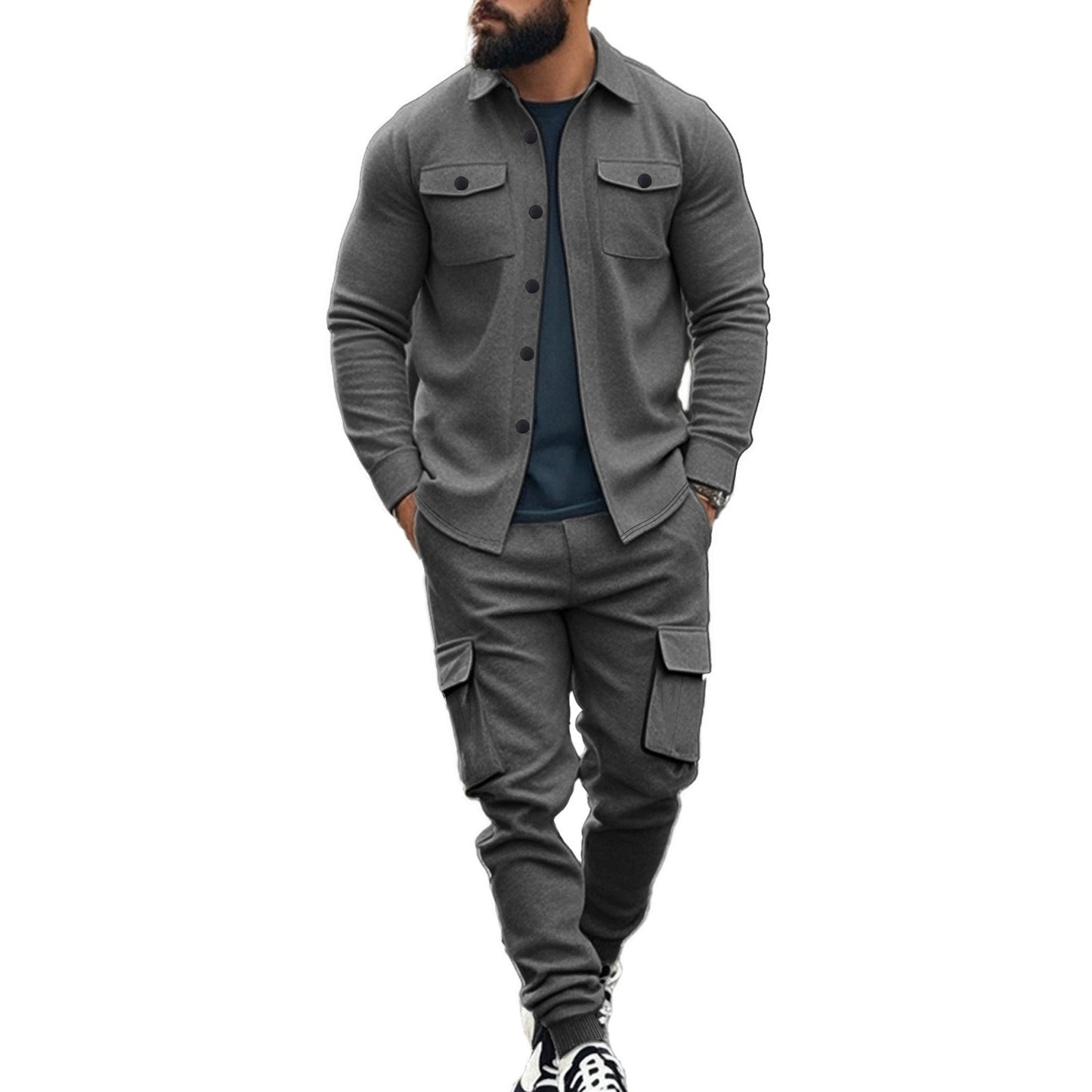 Herren Cargo-Set mit lässigen Hemd und elastischen Hosen ModeGeist