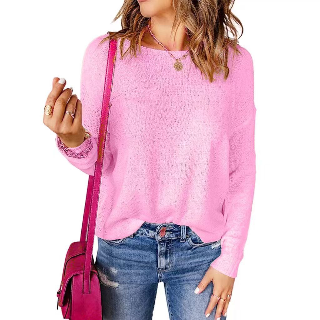 Damen Grober Strickpullover mit weitem Schnitt und dekorativem V-Ausschnitt ModeGeist