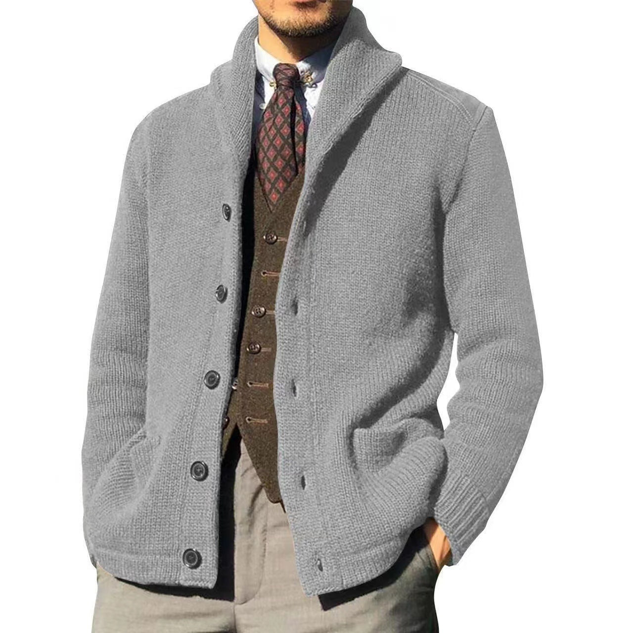 Herren Strickjacke im modernen Casual-Stil mit Schalkragen ModeGeist