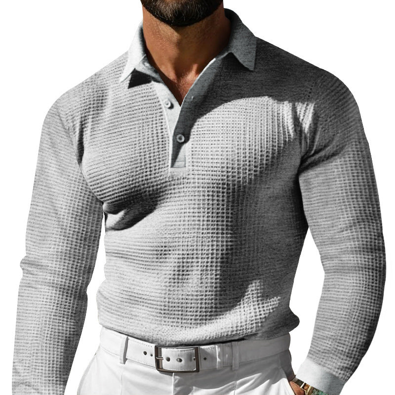 Herren Langarm-Poloshirt mit strukturiertem Design und klassischem Kragen ModeGeist