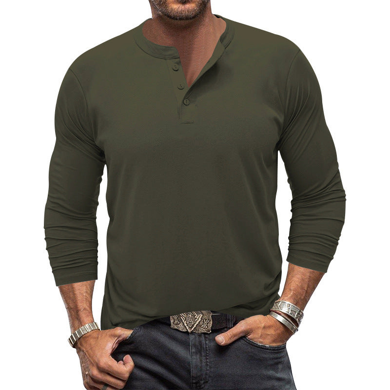 Herren Langarm T-Shirt mit Knopfleiste ModeGeist