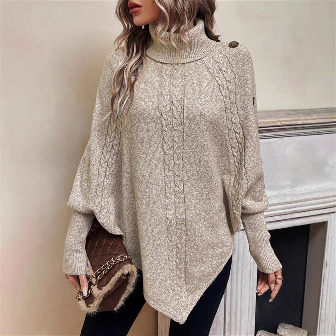 Damen eleganter Strickpullover mit Rollkragen und modischen Details ModeGeist