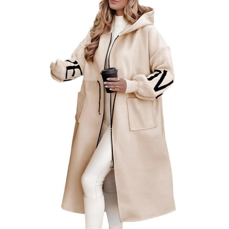 Damen Oversized Kapuzenmantel mit seitlichen Taschen und Reißverschluss ModeGeist
