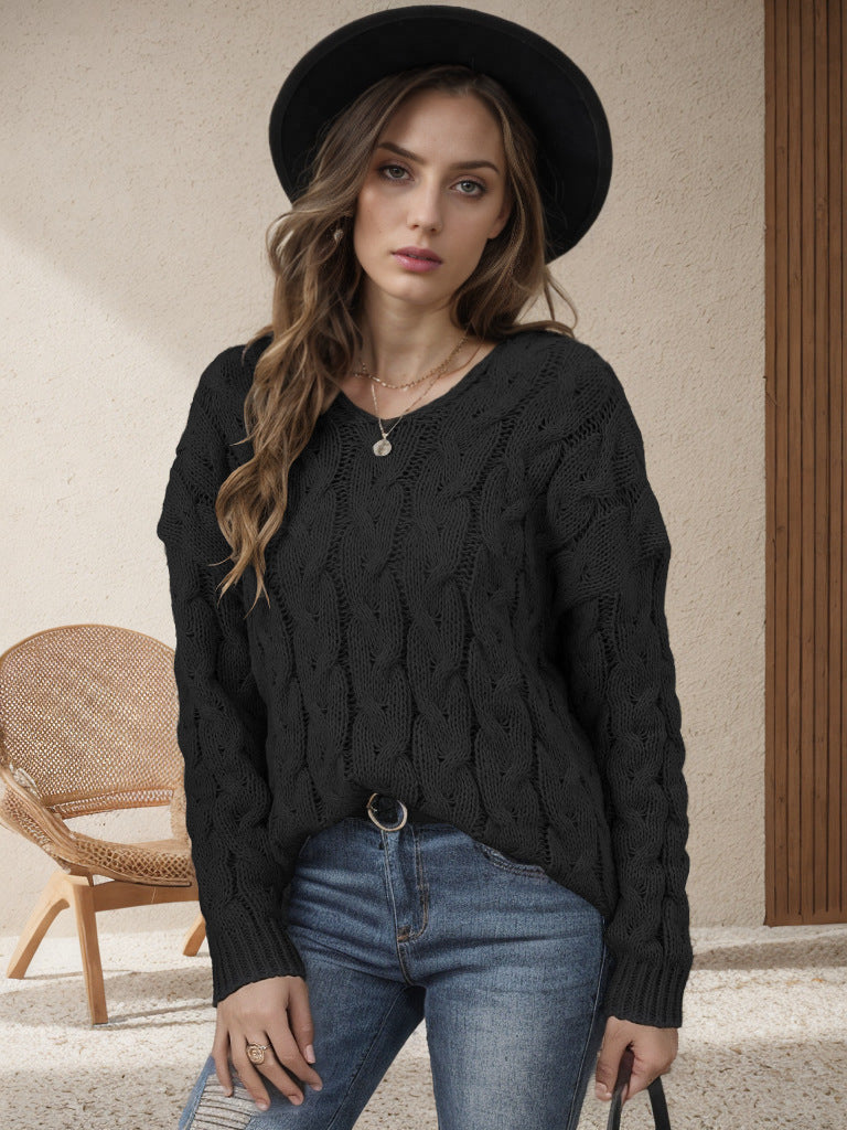 Damen Grobstrickpullover mit modernem Zopfdesign und weitem Schnitt ModeGeist