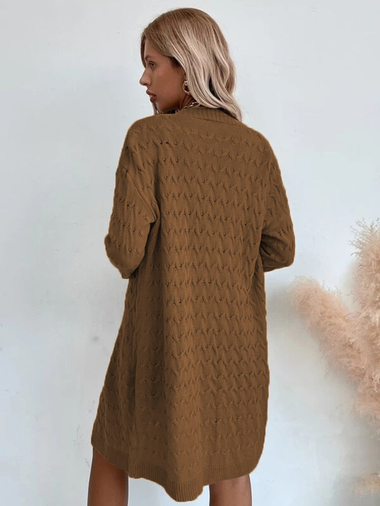 Damen Großer Strickmantel mit strukturiertem Muster und lässigem Schnitt ModeGeist