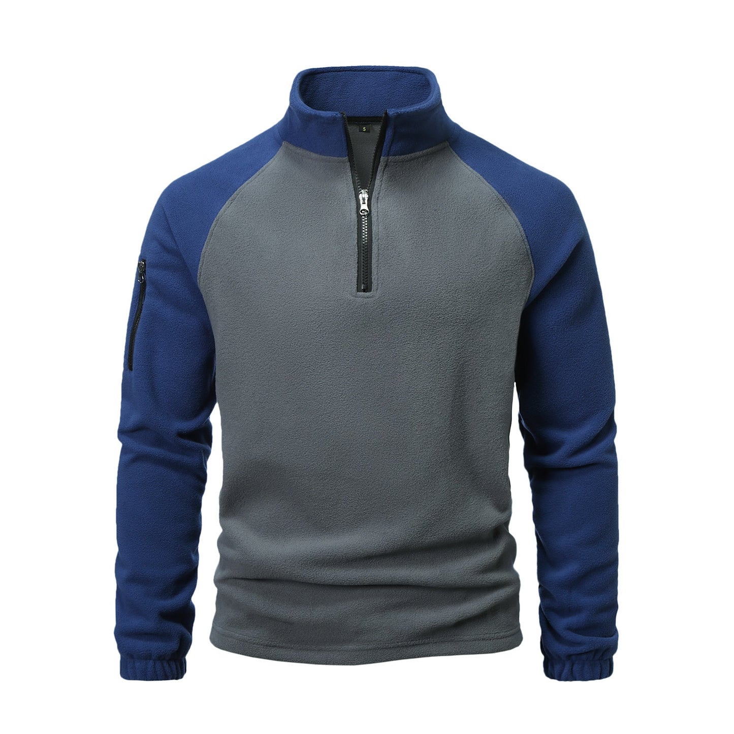 Herren Fleece-Pullover mit halbem Reißverschluss und praktischem Taschen-Design ModeGeist