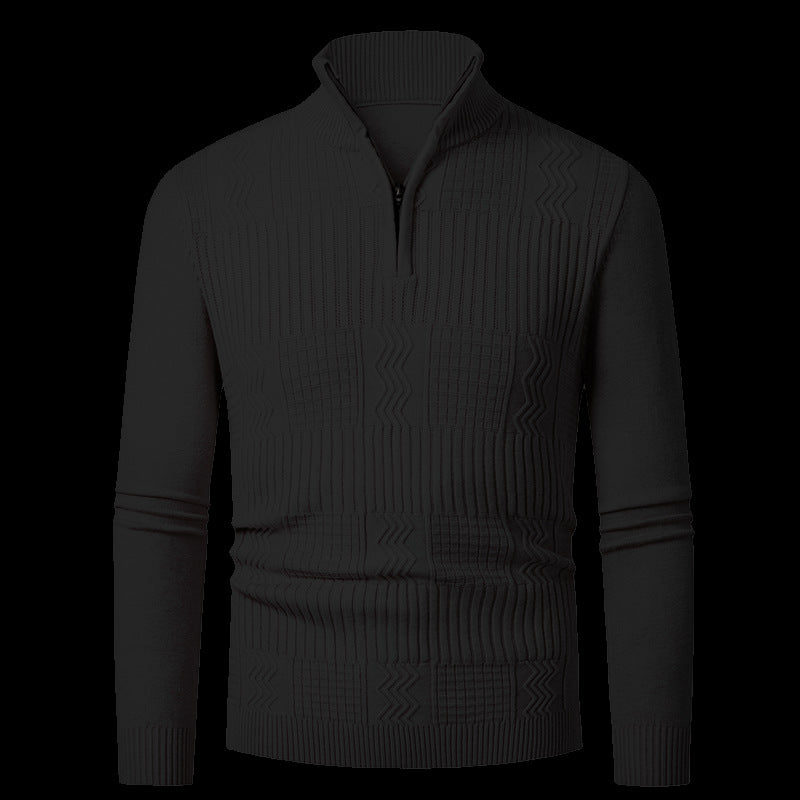Herren Strickpullover mit modernem Reißverschluss und strukturierter Oberfläche ModeGeist