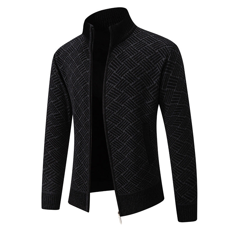 Herren Strickjacke mit modernem Karomuster ModeGeist