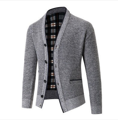 Herren eleganter Strickcardigan mit Karomuster ModeGeist