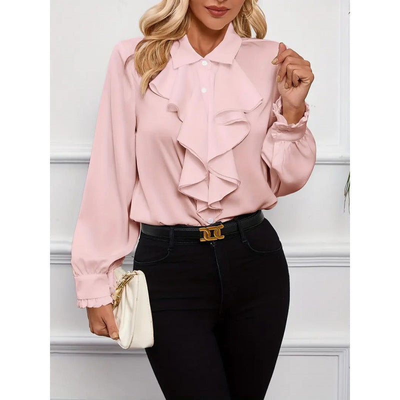 Damen Bluse mitraffinierten Rüschendetails und eleganten Ärmeln ModeGeist