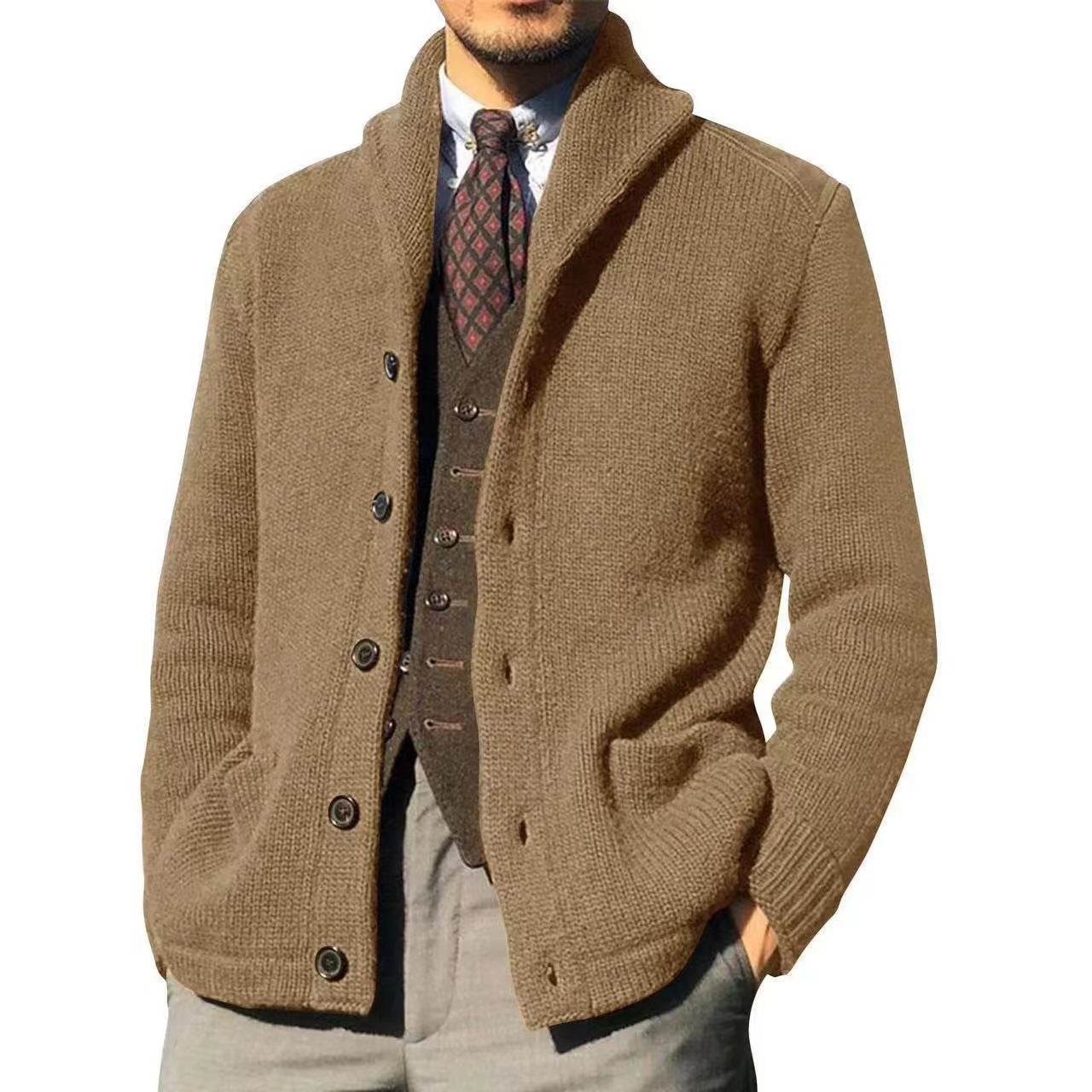 Herren Strickjacke im modernen Casual-Stil mit Schalkragen ModeGeist