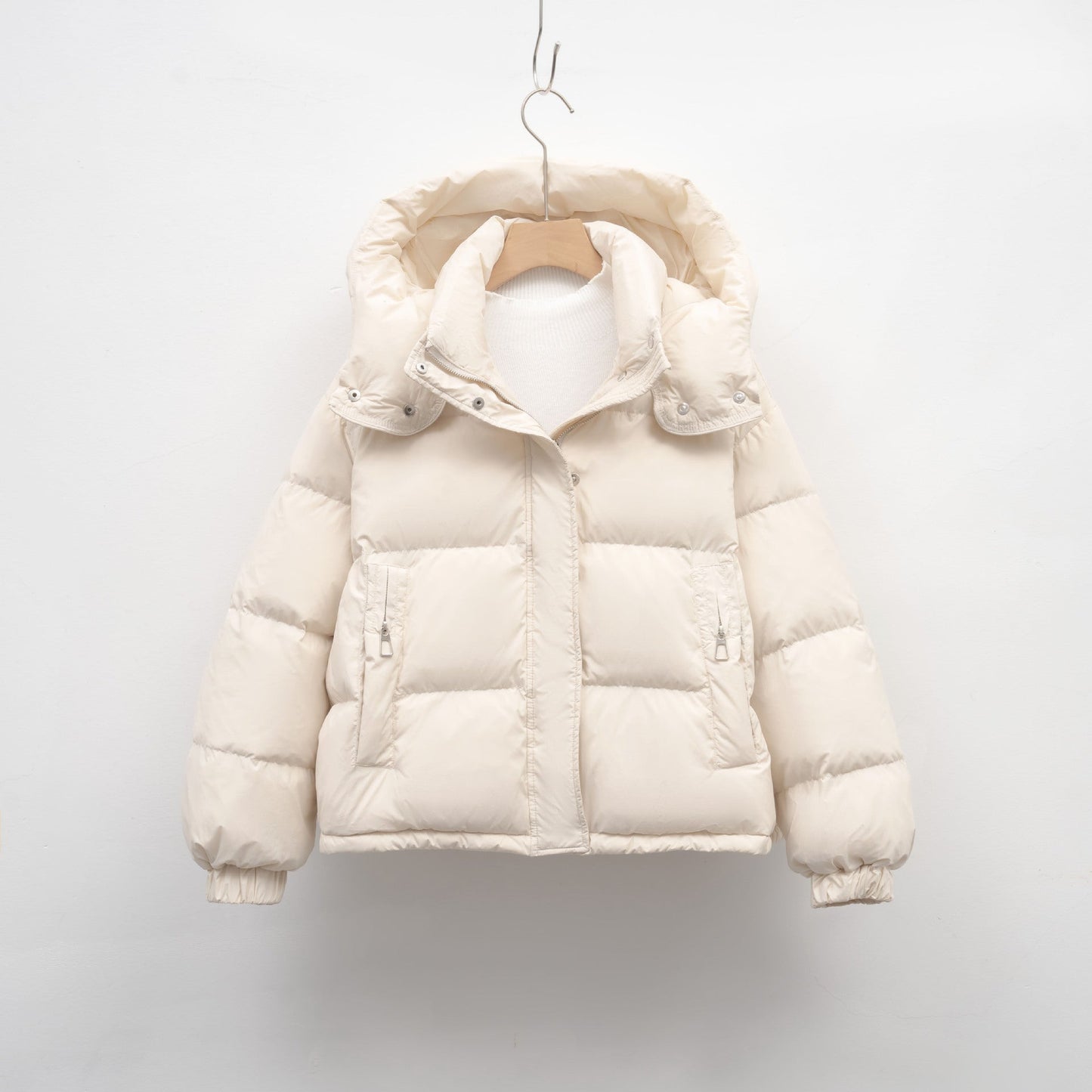 Damen Pufferjacke mit abnehmbarer Kapuze und voluminösem Schnitt ModeGeist