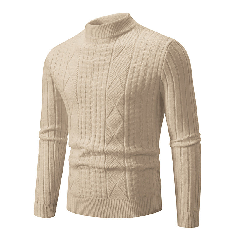 Herren Grobstrickpullover mit modernem Zopfmuster und hohem Kragen ModeGeist