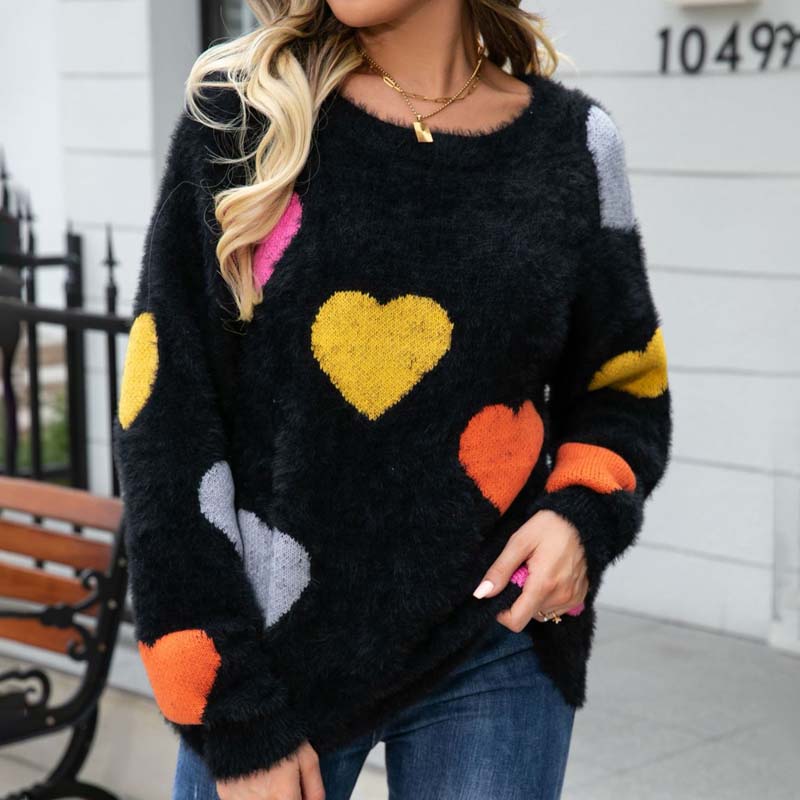 ModeGeist | Strickpullover Mit Süßem Herzmuster