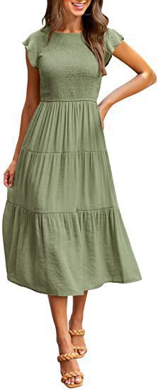 Langes Damenkleid mit elastischem Oberteil und weitem Rock von MODEGEIST