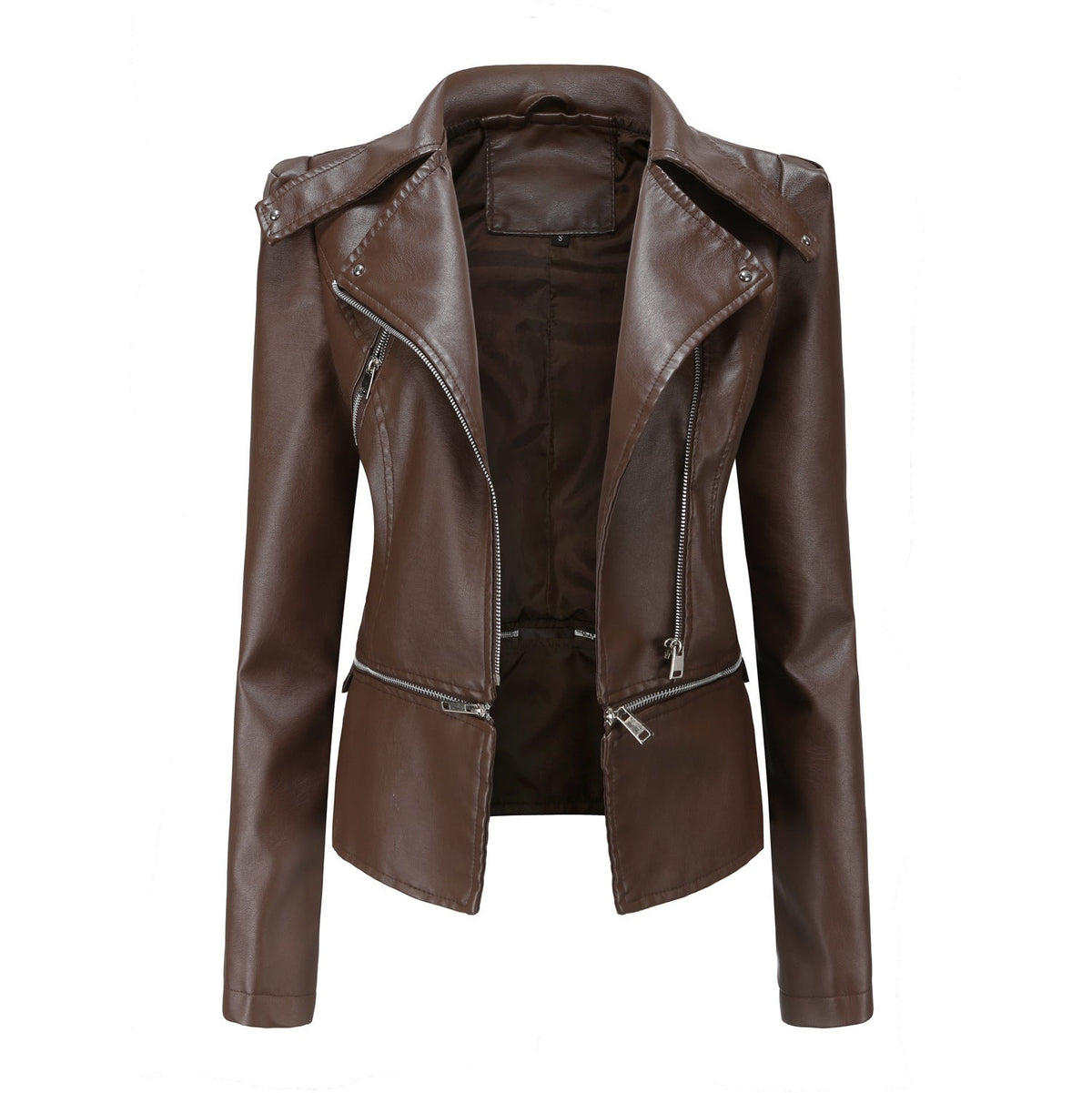 Damen stylische Bikerjacke mit asymmetrischem Reißverschluss und eingenähten Taschen ModeGeist
