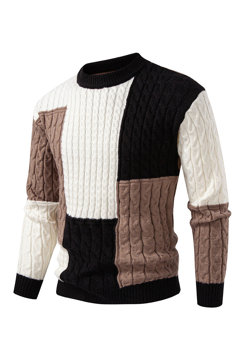 Herren modischer Strickpullover mit kreativer Farbblock-Optik ModeGeist