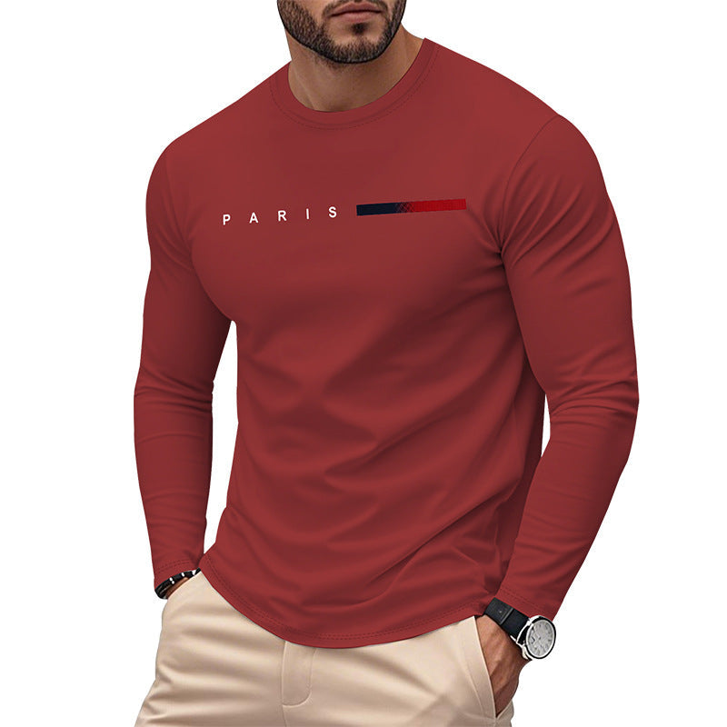 Herren Langarm T-Shirt mit modernem Paris-Druck und elastischem Saum ModeGeist