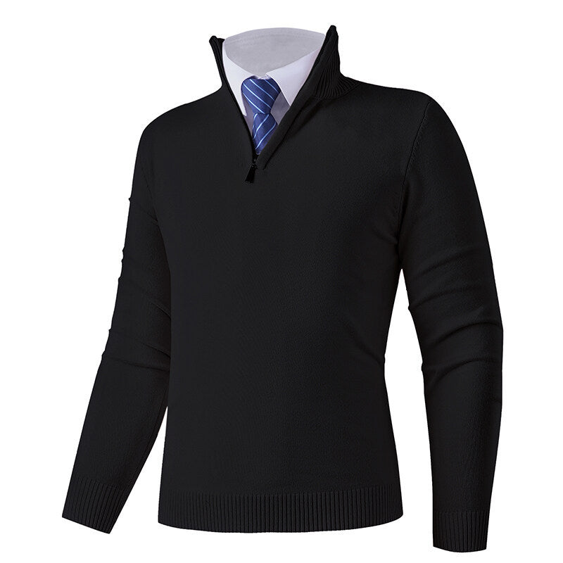 Herren Strickpullover mit modernem Reißverschluss und elastischem Saum ModeGeist