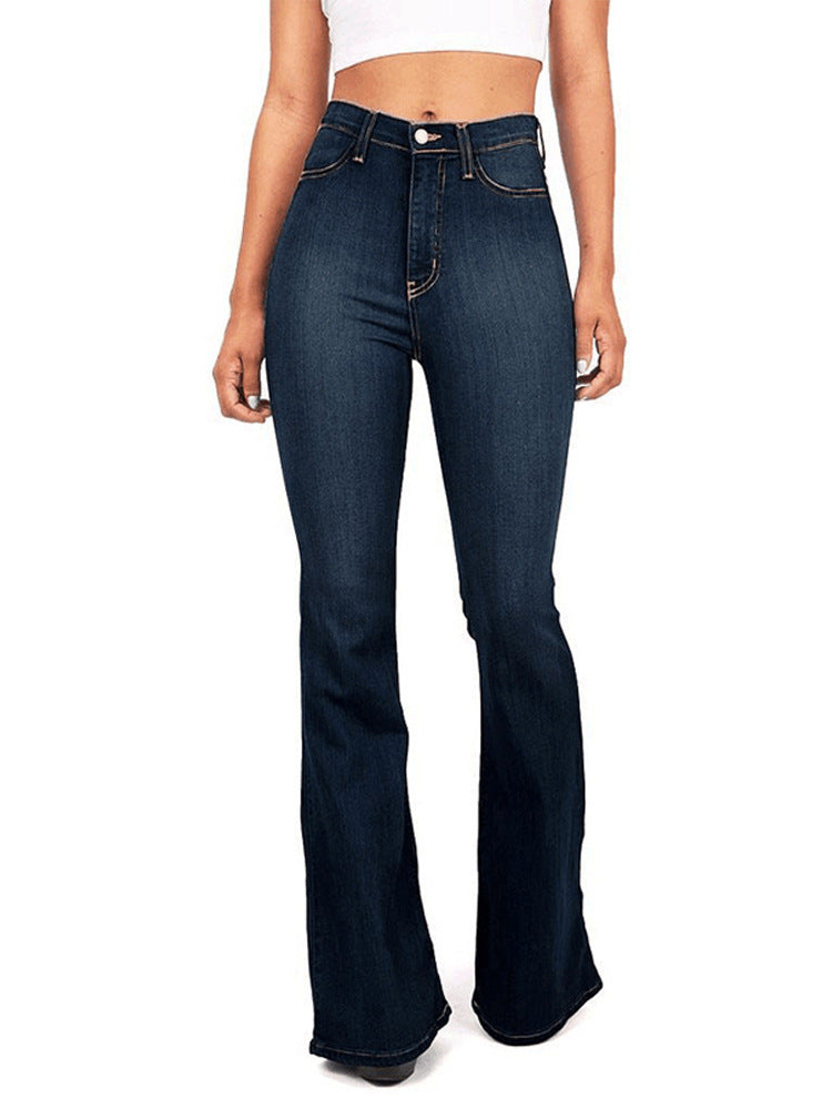 Damen Hoch taillierte Bootcut Jeans im eleganten zeitlosen Stil ModeGeist