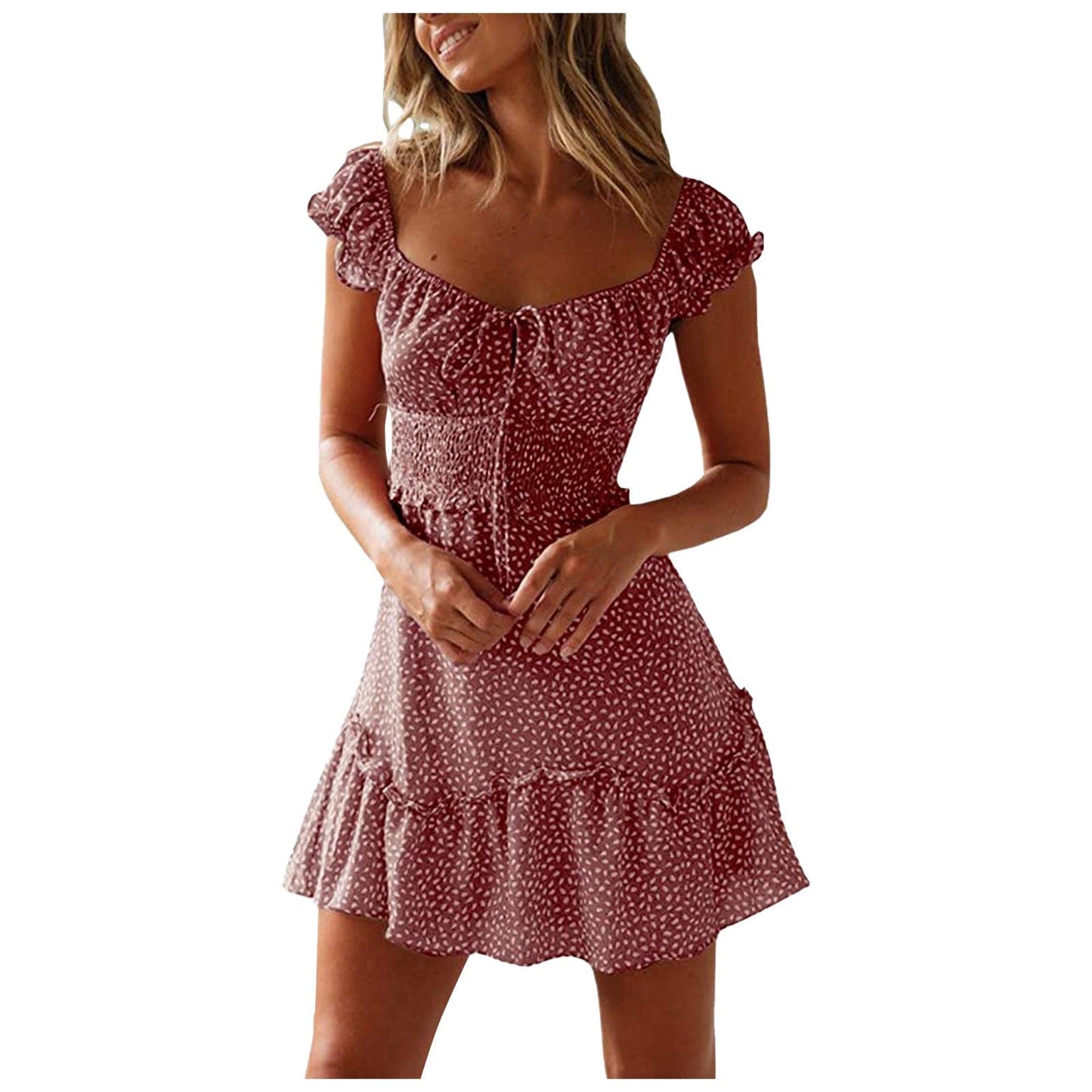 Leichtes Damen-Minikleid mit Rüschen und tailliertem Schnitt von MODEGEIST