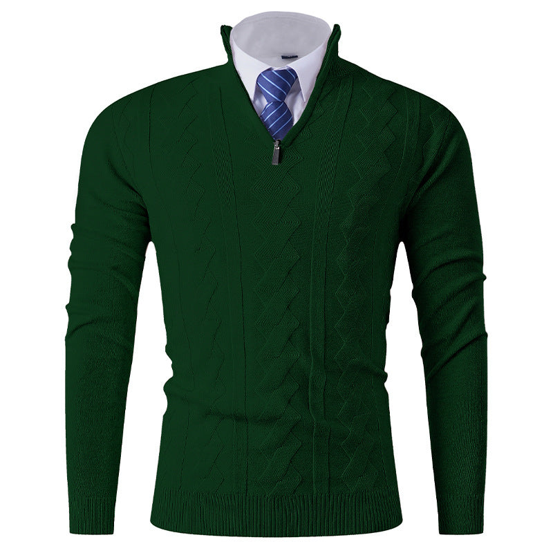 Herren eleganter Stehkragenpullover mit strukturiertem Zipper ModeGeist