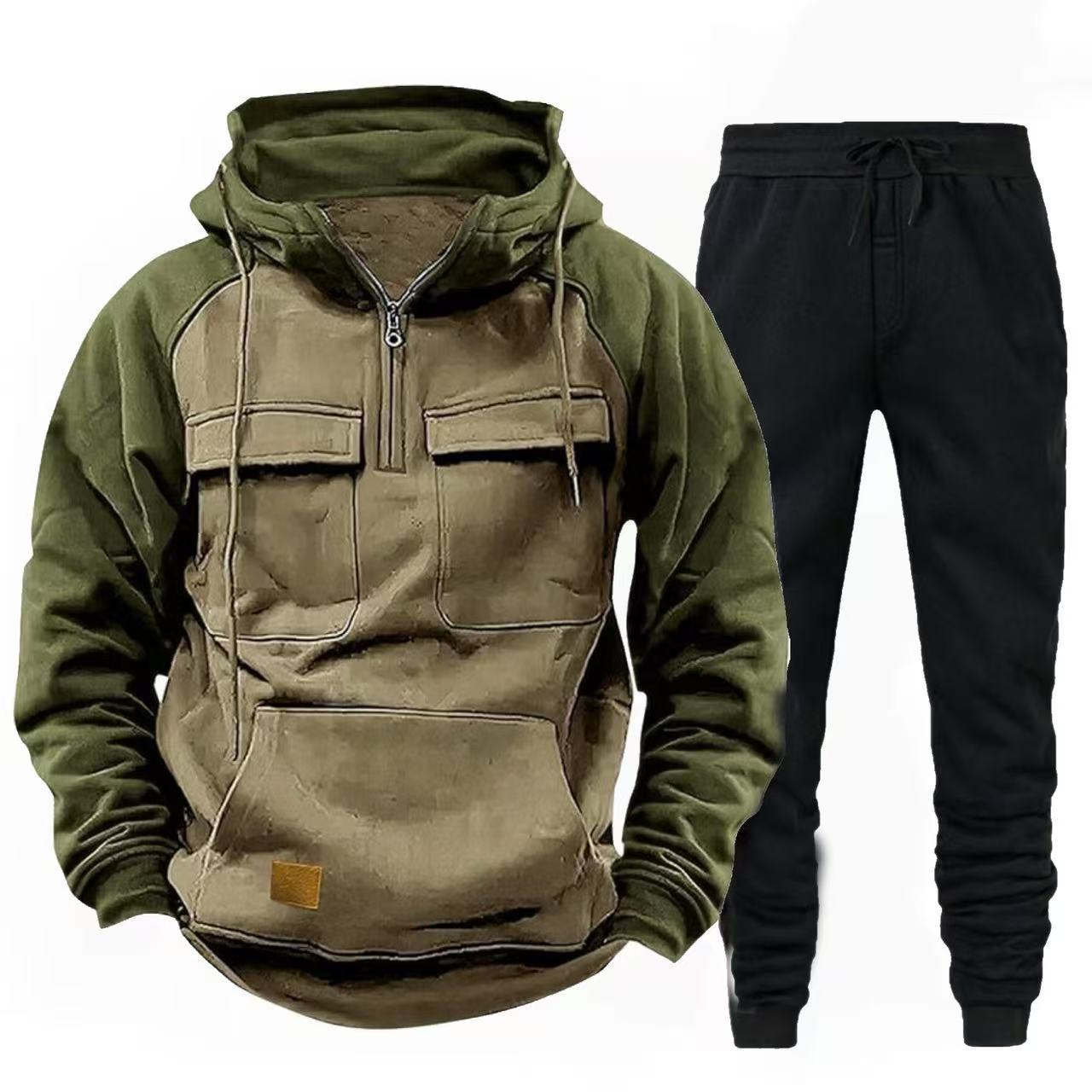 Herren funktionale Kapuzenjacke mit Reißverschluss und Jogginghose ModeGeist