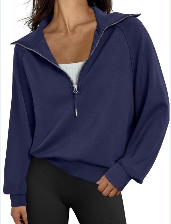 Damen lässiger Sweatpullover mit hohem Kragen und Reißverschluss ModeGeist
