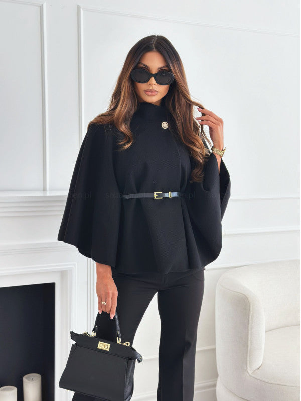 Damen Cape-Jacke mit stylischem Gürtel und eleganter Struktur ModeGeist