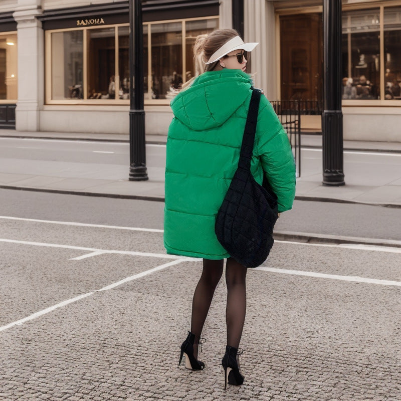 Damen modische Steppjacke mit praktischer Kapuze und großen Taschen ModeGeist