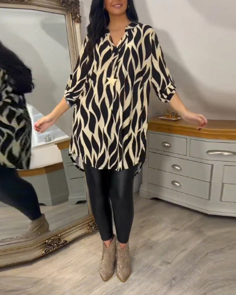 Modernes Wellenmuster-Hemdblusenkleid für Damen von MODEGEIST