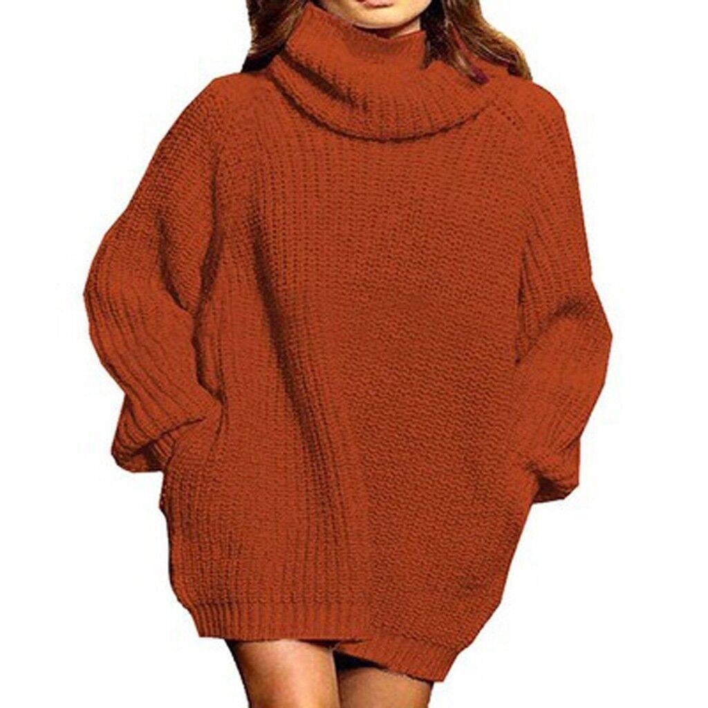 Damen Oversized Strickpullover mit hohem Kragen und weitem Schnitt ModeGeist
