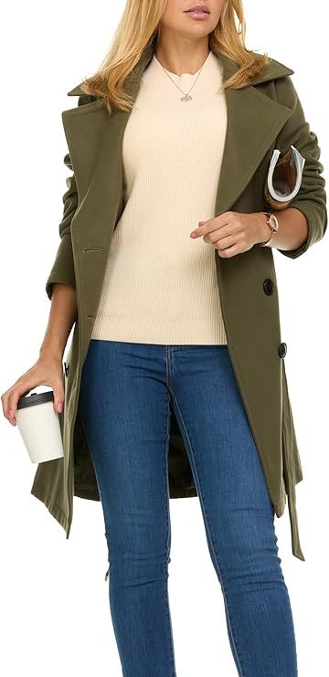 Damen Trenchcoat mit asymmetrischem Saum und breitem Kragen ModeGeist