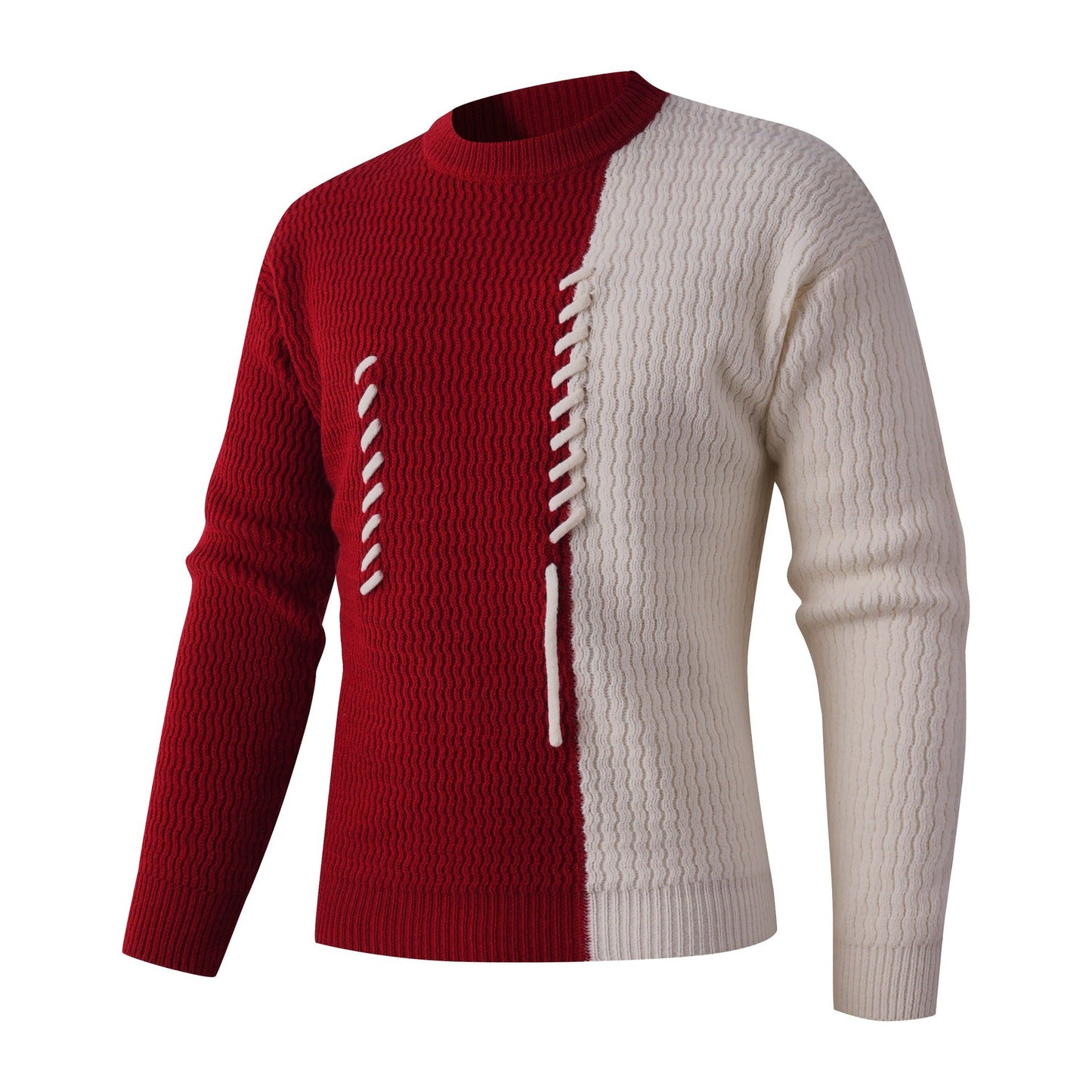 Herren Strickpullover mit modernem Zopfmuster und kontrastierenden Details ModeGeist