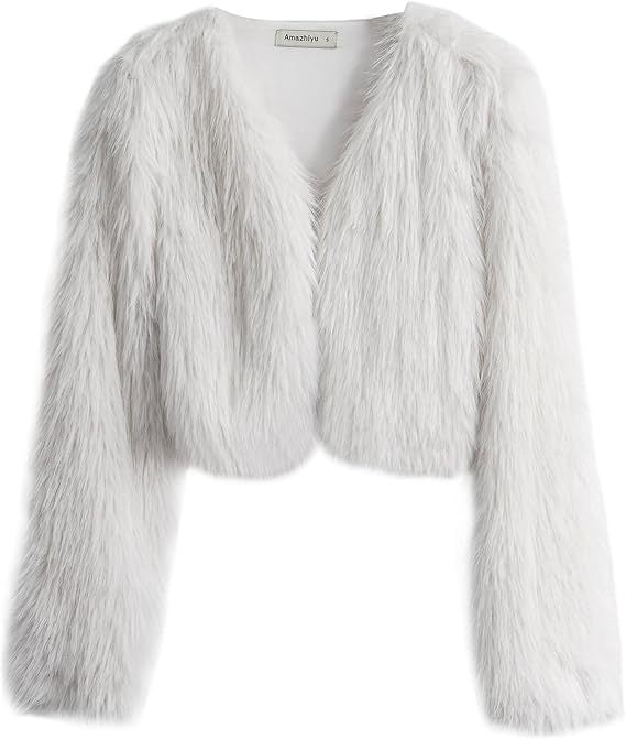 Damen Flauschige Kurzjacke mit offenem Schnitt ModeGeist