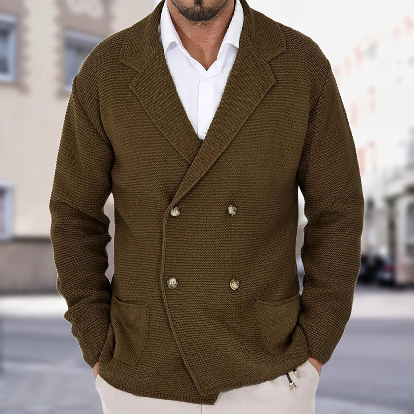 Herren Strickjacke mit modischem Schalkragen und dekorativen Knöpfen ModeGeist